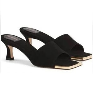 Good American The Standout Square Toe Suede Heel Size 7